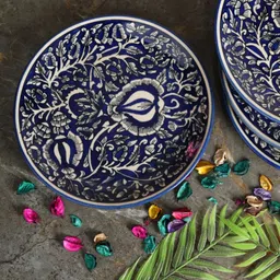 caffeine Ceramic Handmade Blue Mughal 10 inch_NEW PTD101 Dinner Plate image 2