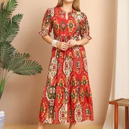 bluertone Women A-line Multicolor Midi/Calf Length Dress image 5