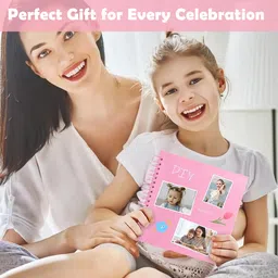 hasthip DIY Photo Album Scrapbook 8x8 20 Page Craft Paper Book with Ribbon Tie Album image 5