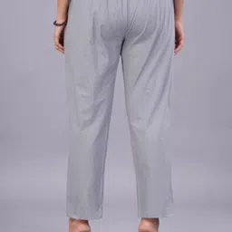 solid stitching Pack of 2 Women Regular Fit Grey, White Pure Cotton Trousers image 2