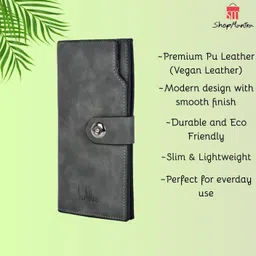 houseofcommon Women Casual, Trendy Grey Artificial Leather Wallet image 3