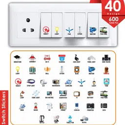 jemox 1.5 inch Self-Adhesive Switch Stickers- 40 Designs for Electric Board Appliances Self Adhesive Sticker-picture-24