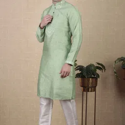 koshin Men Embellished, Embroidered Jacquard Straight Kurta image 5