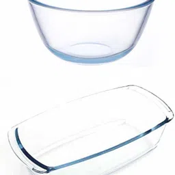 femora Borosilicate Glass Mixing Bowl and Loaf Pan, (Bowl-1050ML, Loaf Pan-1800ML) Glass Serving Set-picture-31