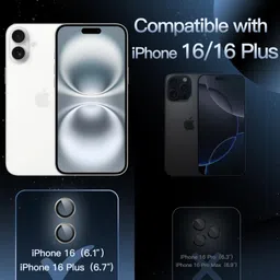 MOBCART Back Camera Lens Ring Guard Protector, Camera Lens Glass Protector for iPhone 16, iPhone 16 Plus, 9H Tempered Glass, Scratch-Resistant, White(Silver) image 2