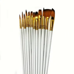 design connection Painting Brushes Set of 12 Professional Round Pointed Tip Nylon Hair Artist Acrylic Paint Brush for Acrylic/Watercolor/Oil Painting (Color _ White & Golden)-picture-18