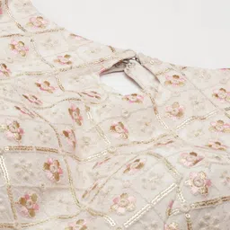 Ethnovog Off White  Pink Embroidered Made to Measure Lehenga  Blouse With Dupatta image 2