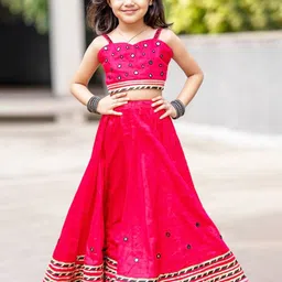 BAESD Girls Embroidered Mirror Work Ready to Wear Lehenga & Blouse-picture-13