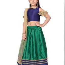 Aarika Girls Navy Blue & Green Ready to Wear Lehenga Choli-picture-29