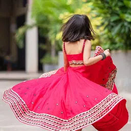 BAESD Girls Embroidered Mirror Work Ready to Wear Lehenga & Blouse image 3