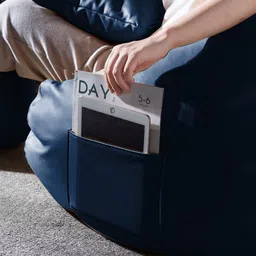 4XL GIGLICK 4XL Bean Bag Cushion and Footrest Filled with Beans- Navy Blue Bean Bag Chair With Bean Filling image 4