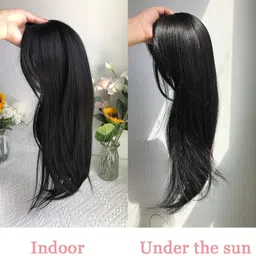 getvock 16 Inch Women Toppers Invisible Seamless Clip (Brown) 3 Clip Hair Extension image 5