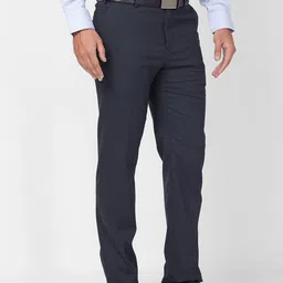 raymond Men Slim Fit Dark Blue Polyester Trousers image 2