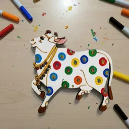 erhindia Wooden Cow Animal Cutouts for Kids Crafts DIY Painting Kit for Art Craft image 2