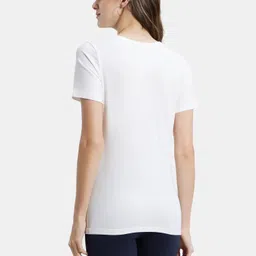jockey 1361 Women Graphic Print Round Neck Cotton Blend White T-Shirt image 3