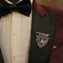 Adorn Designer Lion Shape Silver Plated Rhinestone Brooch For Men Brooch image 3