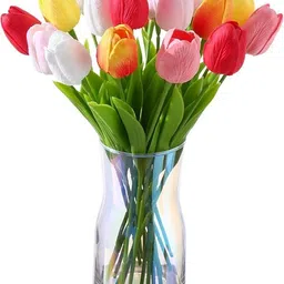 aliza 9. Artificial Tulip Flowers Bunch Multicolor Décor / home decor Red, White, Yellow, Pink, Multicolor Tulips Artificial Flower-picture-43