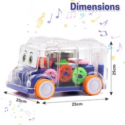 Aditi Toys Kids Transparent Gear Bus Tinkling Sound & Light image 2