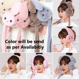 blackrod Cute Rabbit Bunny Design Soft Ear Moving Earmuff for Girls & Kids ABOVE 7 Years Ear Muff image 3