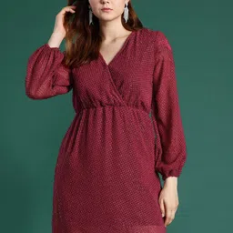 dressberry Women Wrap Maroon Mini/Short Dress-picture-13