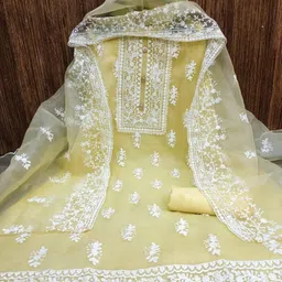 m fashion Unstitched Organza Salwar Suit Material Embroidered-picture-26