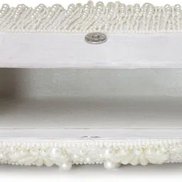 anekaant Party Beige, White Clutch image 4
