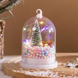 vital creation Christmas Tree in Glass Dome - Snow Scene Lighted Christmas Tree-XMAS Hanging Star Pack of 1 image 2