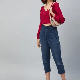 rare Casual Regular Sleeves Printed Women Red Top image 5