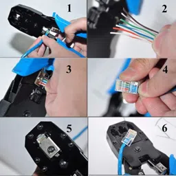 sadow Rj45 Rj11 Crimping Tool-Network Lan Cable Tester, Ethernet Color Coding & 30 Pcs RJ45 Connectors + Mini Wire Stripper + Lan Tester + Battery + 30 Rj45 Boot Manual Crimper image 4