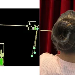 Green Pearl Cat Hair Stick Buns Hair Accessories for Women Girls Bun Stick-image-40