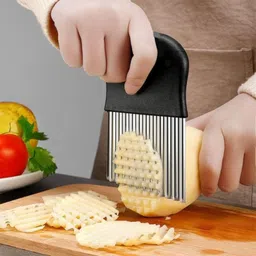 seenoz crinkle cutter knife Handheld stainless steel crinkle cutter knife for wavy vegetable slicing Wood Cutter-picture-18
