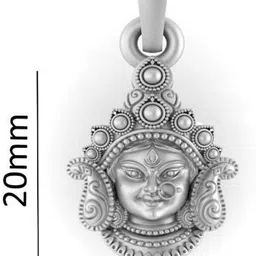 akshat sapphire Sterling Silver (92.5% Purity) Goddess Durga Maa Pendant For Men & Women Pure Sterling Silver Pendant Set image 3
