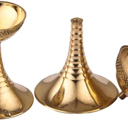 dokchan Handcrafted Pure Brass 8.5CM Akhand diya for for Puja, Pooja Room, Home,Temple Brass (Pack of 2) Table Diya image 3