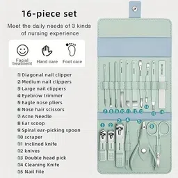 nigrifix 16 Piece Manicure & Pedicure Set Stainless Steel image 4
