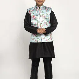 KRAFT INDIA Boys Black Dupion Silk Kurta with Pyjamas-picture-31