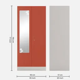 godrej interio Slimline M2 Steel 2 Door Almirah in Textured Terracotta Colour With 2 Shelves image 2