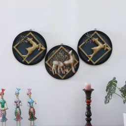 toughcrafts Deer Set Of 3 Gold Iron Wall Art Without LED image 1