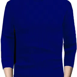 cat bunny Men Self Design High Neck Blue Sweater image 2