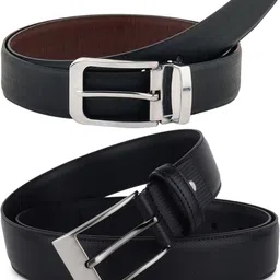Men Formal Brown, Black, Black Artificial Leather Belt-image-72