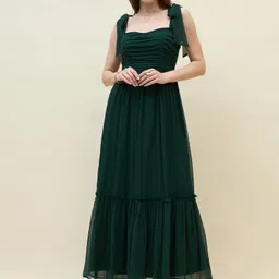 aayu Women Layered Green Maxi/Full Length Dress-picture-12