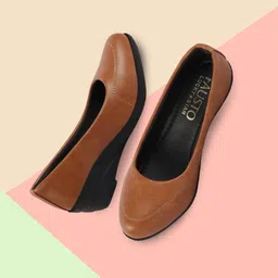 fausto Formal Back Open Platform Wedge Heel Loafer Shoes Slip On For Women image 1