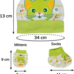 momscape New Born Baby Cap Mittens and Booties Combo Soft Cotton Printed Clothes Gift Set image 4