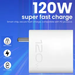 OTD 120 W SuperVOOC 6 A Wall Charger for Mobile with Detachable Cable image 2