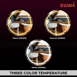 flipkart perfect homes Round Wall Mirror with touch sensor & Light for wall Decor, Size 24" X 24" Bathroom Mirror image 4