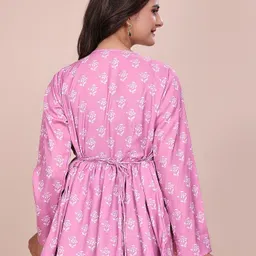 glam couture Casual Regular Sleeves Floral Print Women Pink Top image 2