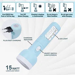 pesca Rechargeable Emergency Light 2 In 1 Led Flash Light High Power Combo Torch image 3