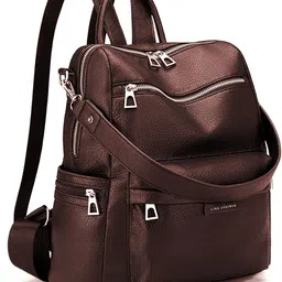 truearch Medium 25 L Backpack Women Convertible Travel Vintage PU Leather Shoulder (Black) image 3