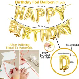 acome Solid Gold Happy Birthday Decoration Combo - 102Pcs Set Foil Banner And Balloons For Princess Girls Birthday Party Decoration ,Happy Birthday Balloons for Party Decoration , Baby 5th birthday Balloon image 5