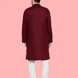 stoneheart Men Solid Cotton Blend Straight Kurta image 4