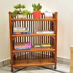rainbow Wooden, Cane Shoe Rack Book Shelf for Home Kitchen ,Office Files Engineered Wood Open Book Shelf image 3